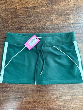 Edikted Dark Green Mini Skirt with Cream Piping